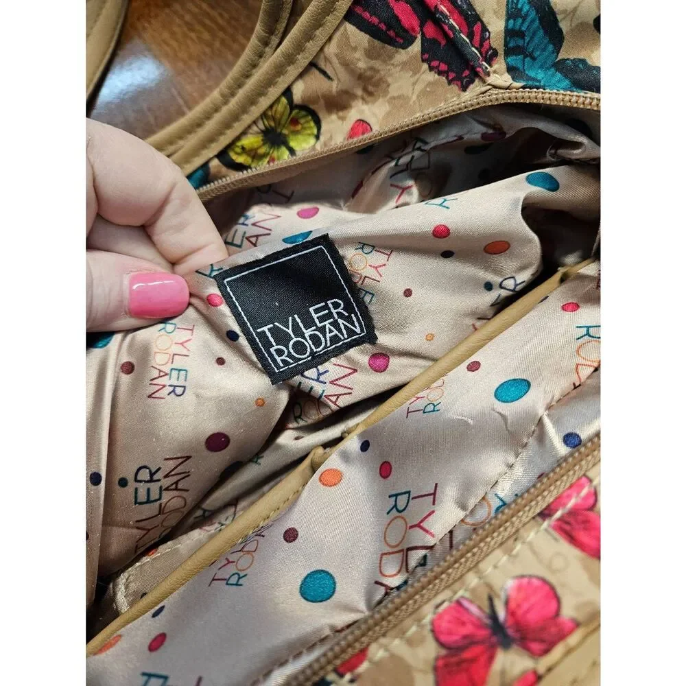 Tyler Rodan Butterfly Purse Shoulder Bag Medium sized Tan - Picture 11 of 14